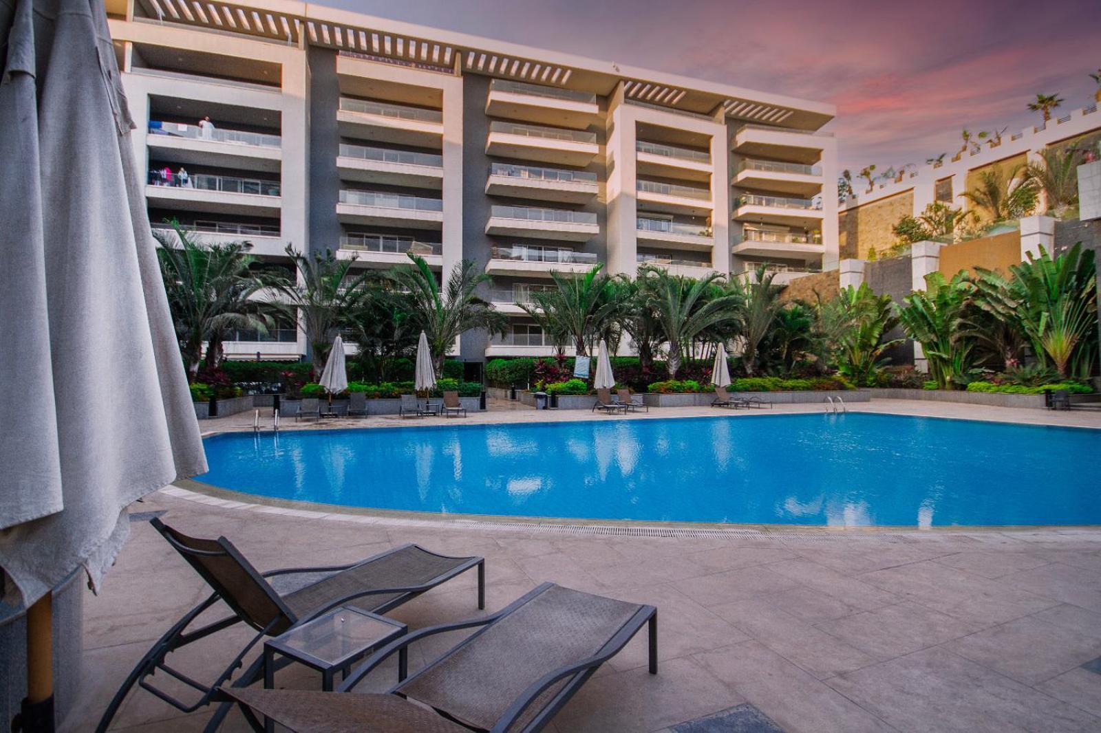 شقة فندقية عائلية بجانب المطار منتجع اوشن بلو Cairo Exterior photo